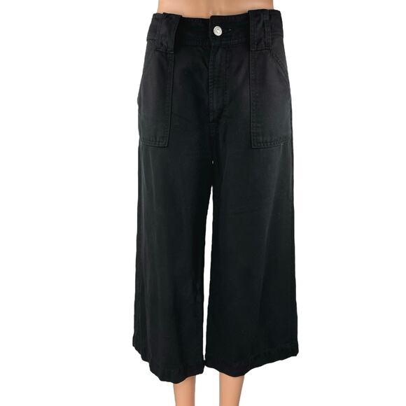 7 For All Mankind Women's Black Wide Leg High Rise Trousers Denim Jeans Pants 28 - Picture 1 of 5